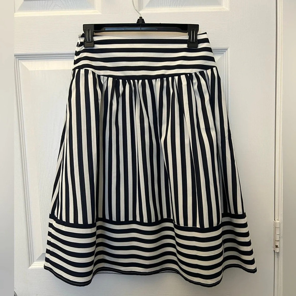 Anthropologie Maeve High Seas Navy White Striped Skirt - Picture 3 of 5